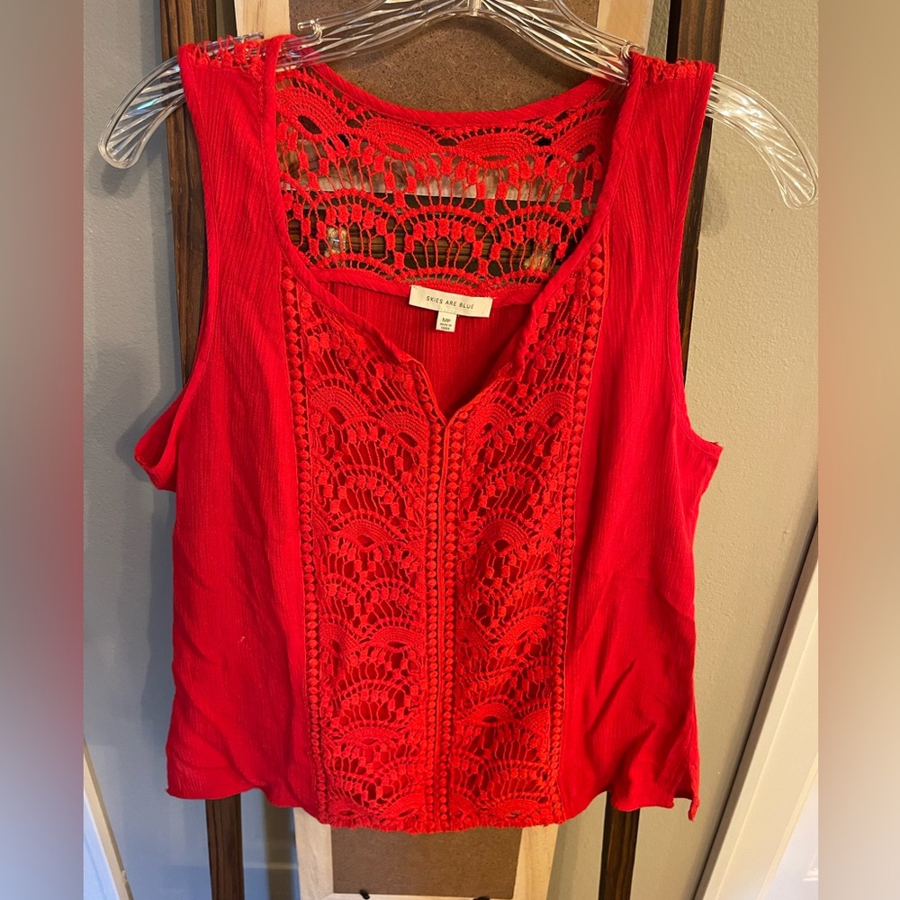 Red lace tank